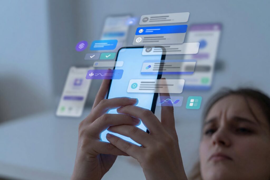 Stack of digital loan application notifications showing overlapping payment due dates on a smartphone screen