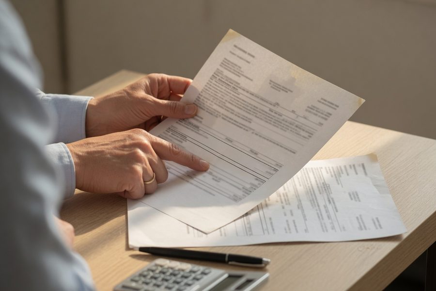 DTI calculation formula demonstrated on a document