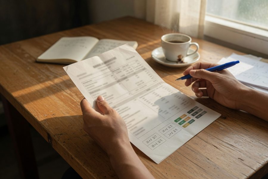 A beginner investor compares ESG fund profiles on a laptop screen.