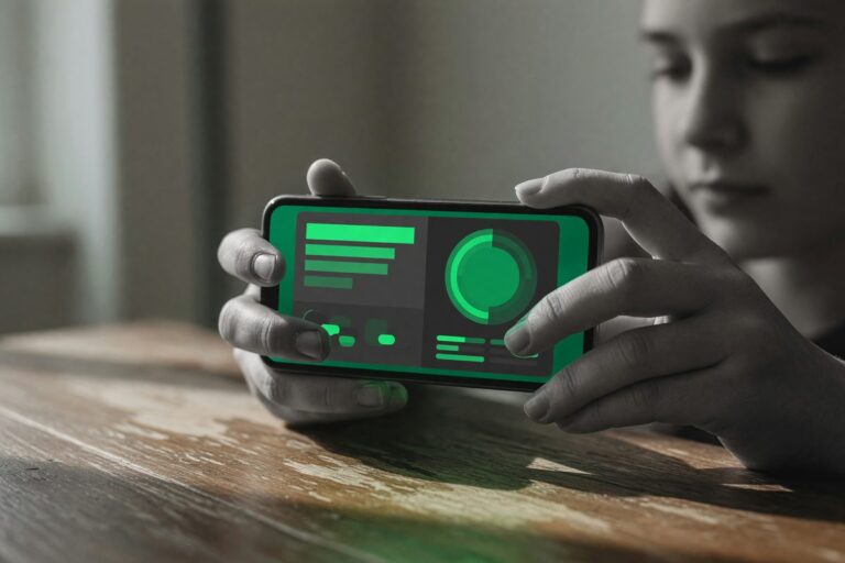 Person using fintech app on phone to rebuild credit after incarceration
