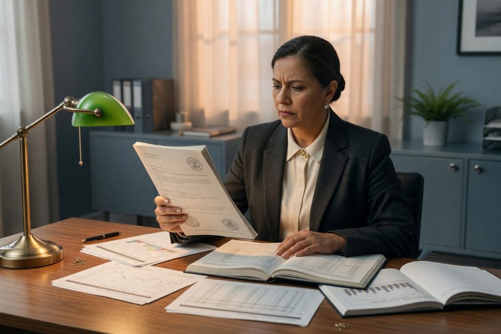 Person reviewing inheritance documents and mortgage statement to plan lump-sum paydown strategy