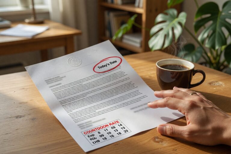 Close-up of mortgage rate quote document showing expiration date and lock-in details