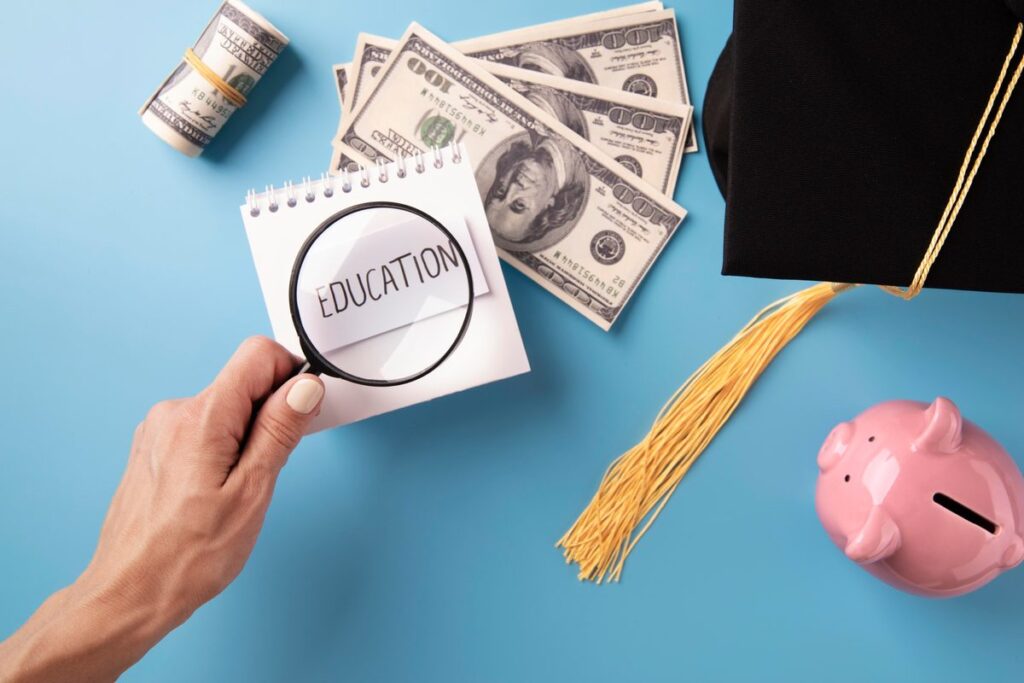 Person researching personal loan options for professional certification