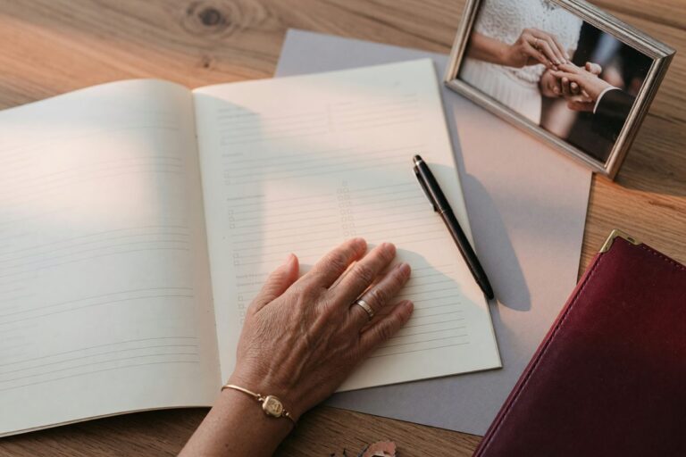 Widowed homeowner reviewing mortgage documents and rate options at home